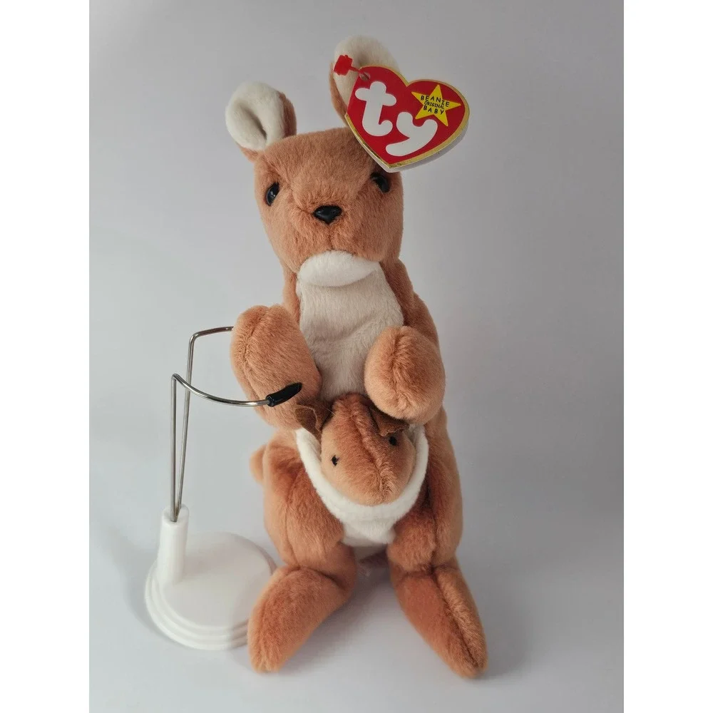 Ty Beanie Baby Pouch the Kangaroo 1996 Vintage Plush with Joey and Tags